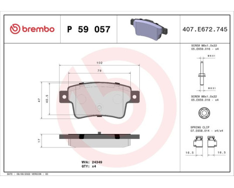 Bromsbeläggssats, skivbroms P 59 057 Brembo, bild 3