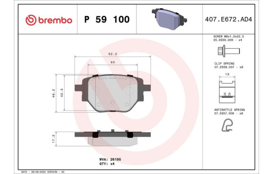 Bromsbeläggssats, skivbroms P 59 100 Brembo, bild 4