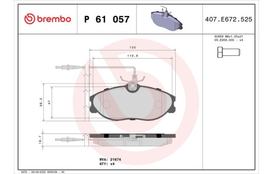 Bromsbeläggssats, skivbroms P 61 057 Brembo, bild 2