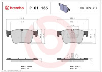 Bromsbeläggssats, skivbroms P 61 135 Brembo