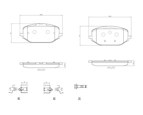 Bromsbeläggssats, skivbroms P 61 142 Brembo