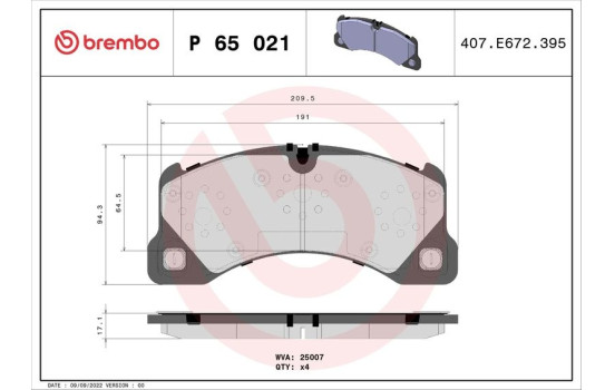Bromsbeläggssats, skivbroms P 65 021 Brembo, bild 2
