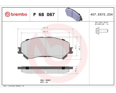 Bromsbeläggssats, skivbroms P 68 067 Brembo, bild 3