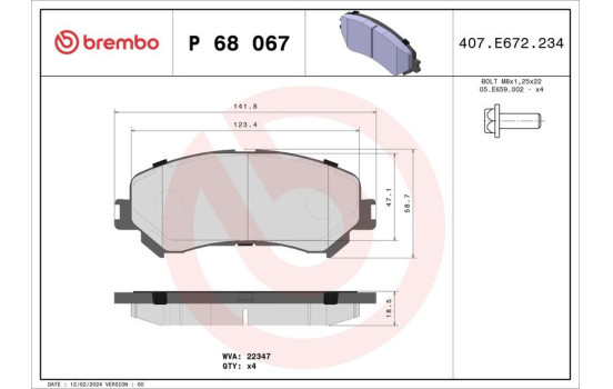Bromsbeläggssats, skivbroms P 68 067 Brembo, bild 2
