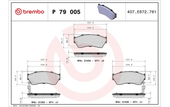 Bromsbeläggssats, skivbroms P 79 005 Brembo, bild 2