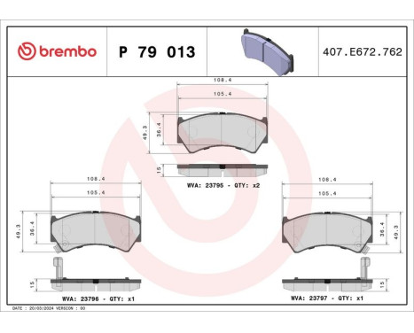 Bromsbeläggssats, skivbroms P 79 013 Brembo, bild 3