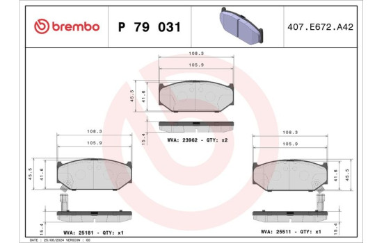 Bromsbeläggssats, skivbroms P 79 031 Brembo, bild 2