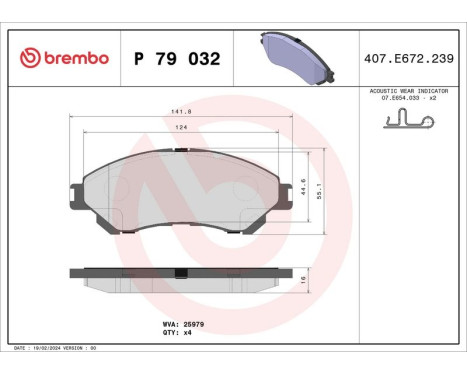 Bromsbeläggssats, skivbroms P 79 032 Brembo, bild 3