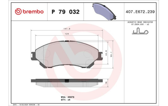 Bromsbeläggssats, skivbroms P 79 032 Brembo, bild 2