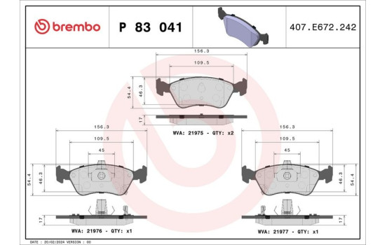 Bromsbeläggssats, skivbroms P 83 041 Brembo, bild 2