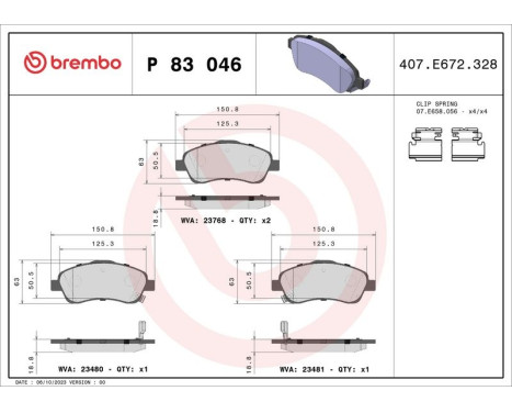 Bromsbeläggssats, skivbroms P 83 046 Brembo, bild 3