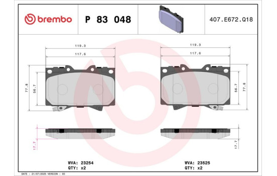 Bromsbeläggssats, skivbroms P 83 048 Brembo, bild 3