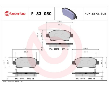 Bromsbeläggssats, skivbroms P 83 050 Brembo, bild 3