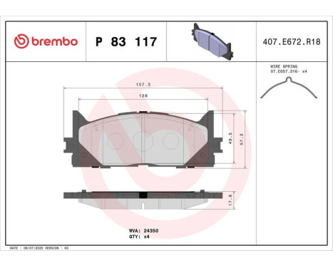 Bromsbeläggssats, skivbroms P 83 117 Brembo, bild 3