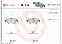Bromsbeläggssats, skivbroms P 85 145 Brembo