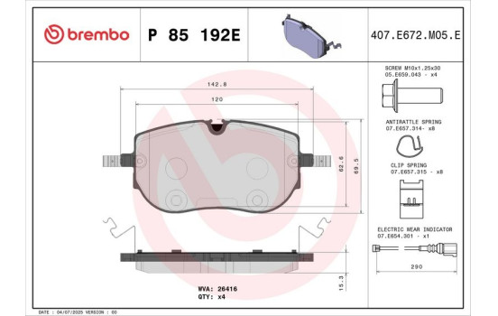 Bromsbeläggssats, skivbroms P 85 192E Brembo, bild 4