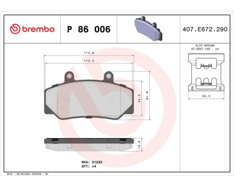 Bromsbeläggssats, skivbroms P 86 006 Brembo, bild 3