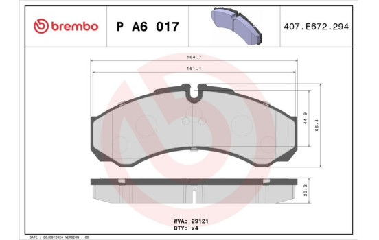 Bromsbeläggssats, skivbroms P A6 017 Brembo, bild 3