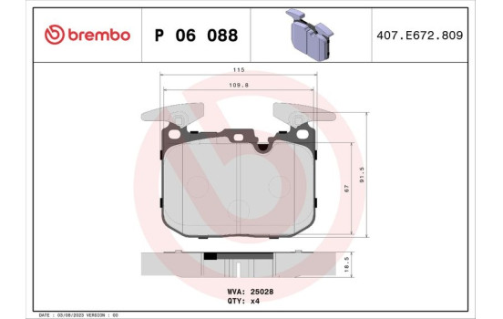 Bromsbeläggssats, skivbroms P06088 Brembo