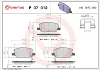 Bromsbeläggssats, skivbroms P07012 Brembo