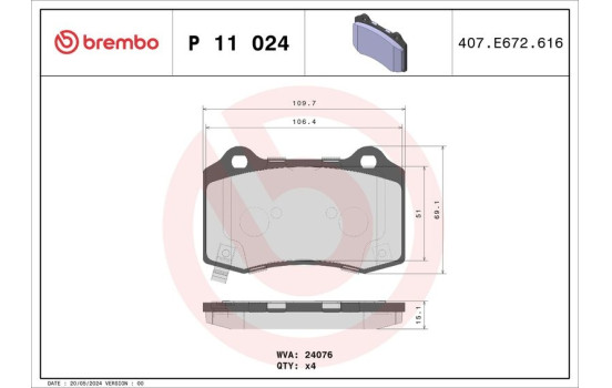 Bromsbeläggssats, skivbroms P11024 Brembo, bild 2