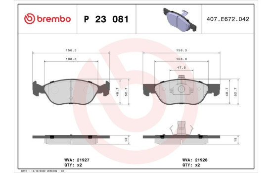 Bromsbeläggssats, skivbroms P23081 Brembo, bild 2