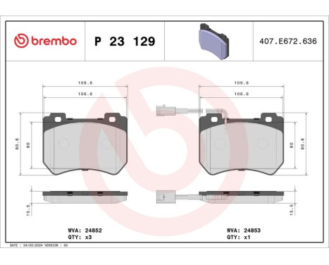 Bromsbeläggssats, skivbroms P23129 Brembo, bild 3