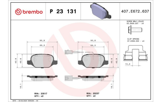 Bromsbeläggssats, skivbroms P23131 Brembo, bild 2
