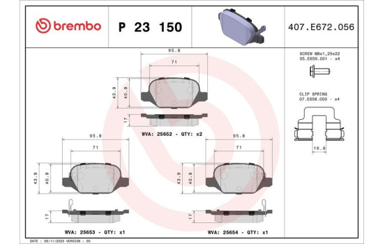 Bromsbeläggssats, skivbroms P23150 Brembo, bild 2