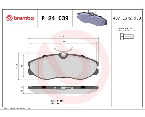 Bromsbeläggssats, skivbroms P24039 Brembo, bild 3
