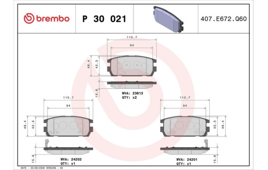 Bromsbeläggssats, skivbroms P30021 Brembo, bild 3
