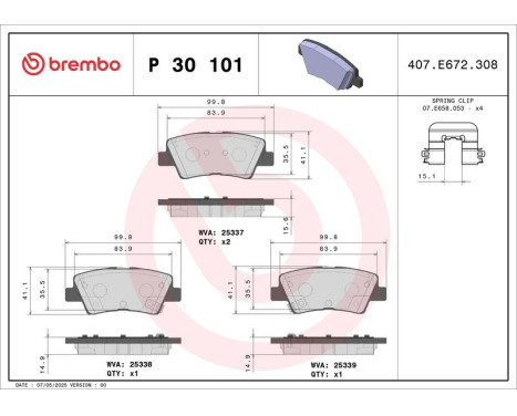 Bromsbeläggssats, skivbroms P30101 Brembo, bild 2