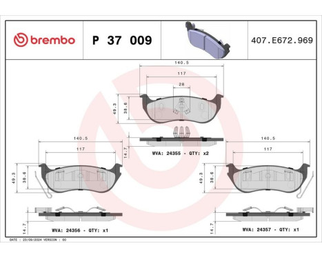 Bromsbeläggssats, skivbroms P37009 Brembo, bild 3