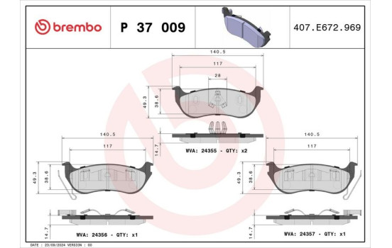 Bromsbeläggssats, skivbroms P37009 Brembo, bild 3