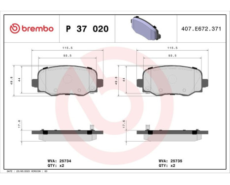 Bromsbeläggssats, skivbroms P37020 Brembo, bild 3