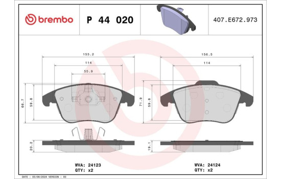 Bromsbeläggssats, skivbroms P44020 Brembo, bild 2