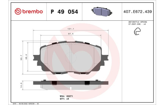 Bromsbeläggssats, skivbroms P49054 Brembo, bild 2