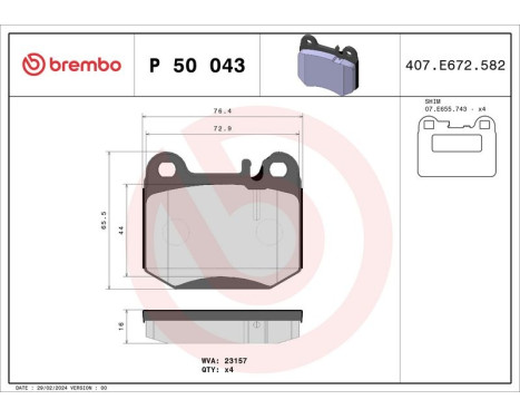 Bromsbeläggssats, skivbroms P50043 Brembo, bild 3