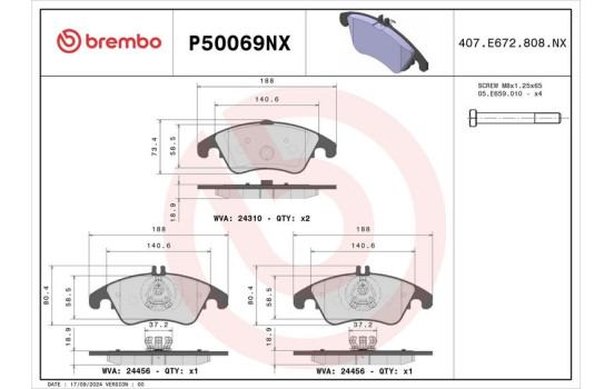 Bromsbeläggssats, skivbroms P50069NX Brembo, bild 4