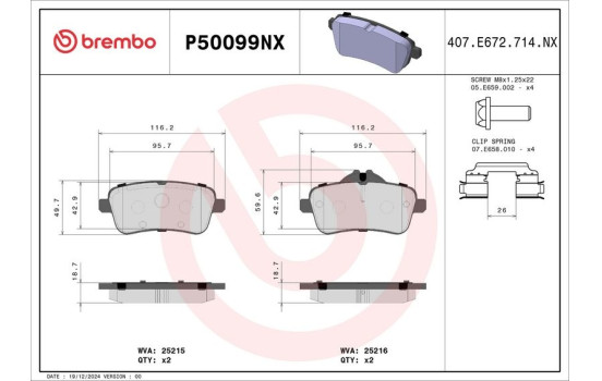 Bromsbeläggssats, skivbroms P50099NX Brembo, bild 3