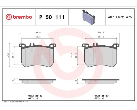 Bromsbeläggssats, skivbroms P50111 Brembo, bild 3