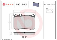 Bromsbeläggssats, skivbroms P50114NX Brembo