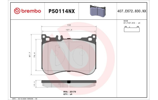 Bromsbeläggssats, skivbroms P50114NX Brembo