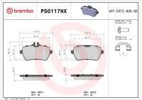 Bromsbeläggssats, skivbroms P50117NX Brembo