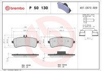 Bromsbeläggssats, skivbroms P50130 Brembo