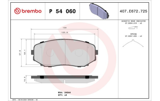 Bromsbeläggssats, skivbroms P54060 Brembo