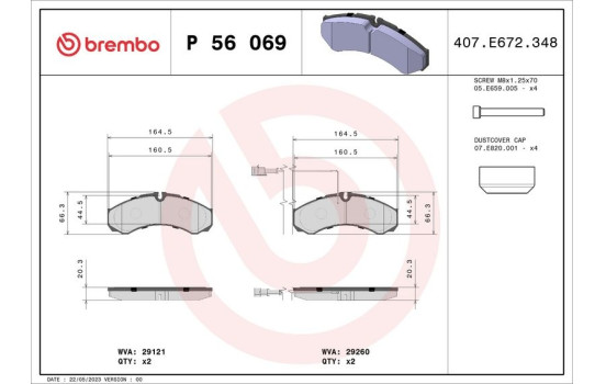 Bromsbeläggssats, skivbroms P56069 Brembo, bild 2