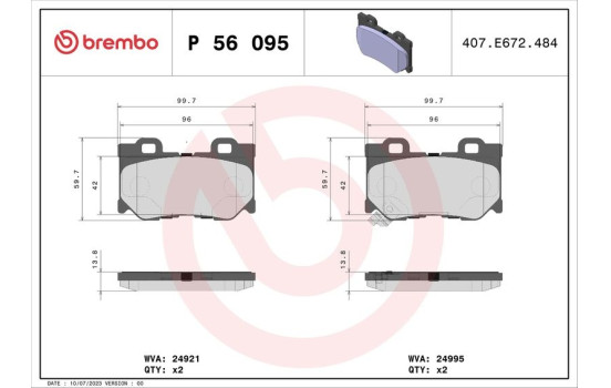 Bromsbeläggssats, skivbroms P56095 Brembo, bild 2