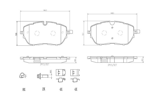 Bromsbeläggssats, skivbroms P61128 Brembo, bild 2