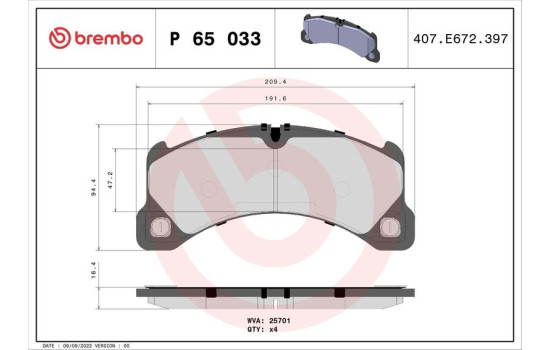 Bromsbeläggssats, skivbroms P65033 Brembo, bild 2